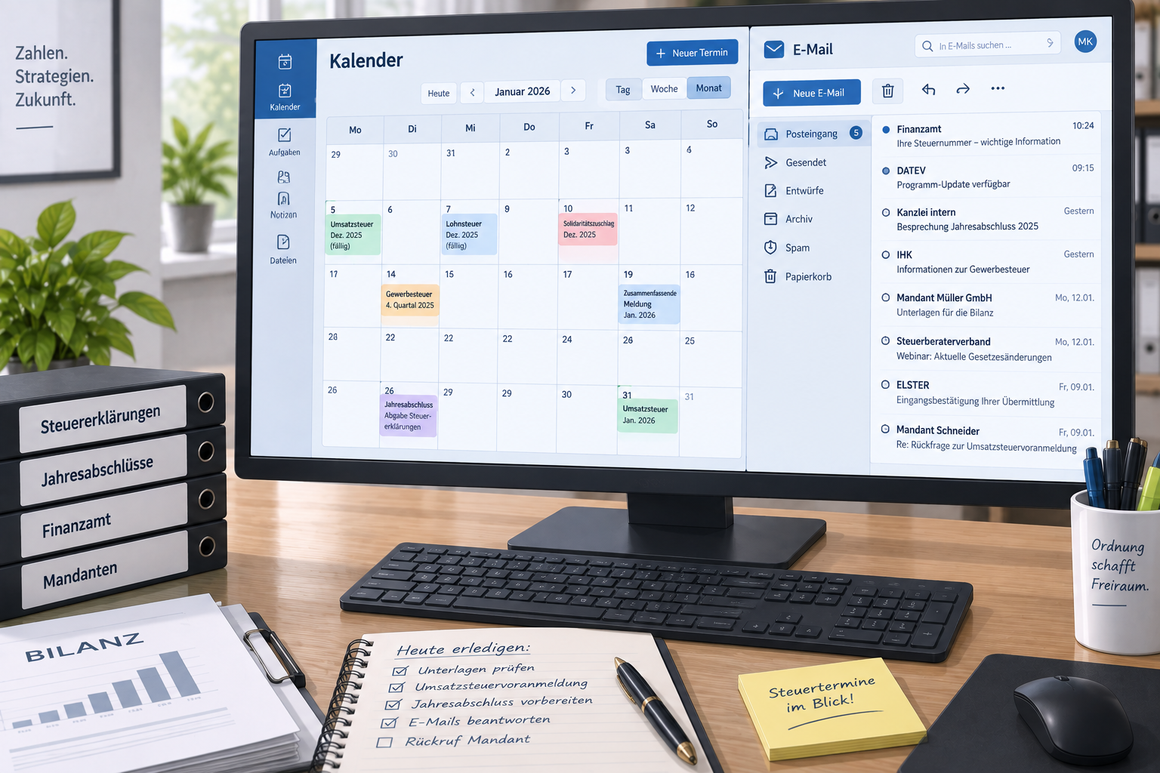 Kalender mit markierten Fristen als Symbol für Steuertermine